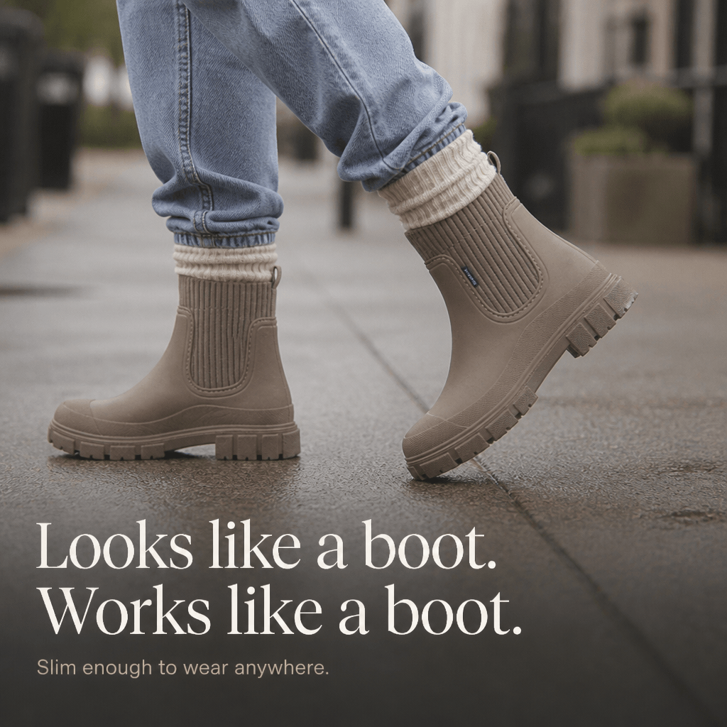 Women's Waterproof PVC Ankle Rain Boots with Stretch Collar