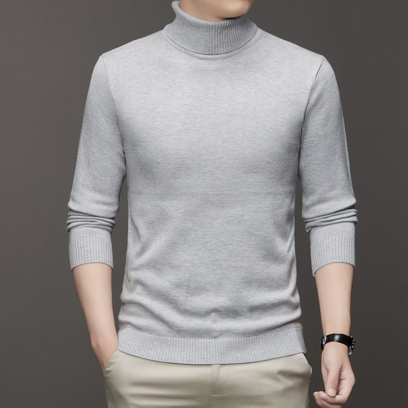 Ribbed Turtleneck Pullover Mens Sweaters with Long Sleeves for Fall Layering