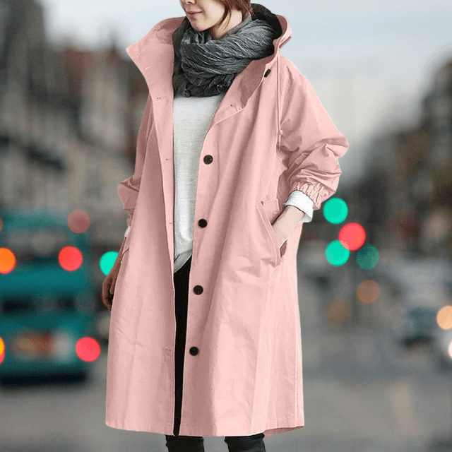 Karmele Hooded High-Neck Cotton Blend Trench Coat for Women