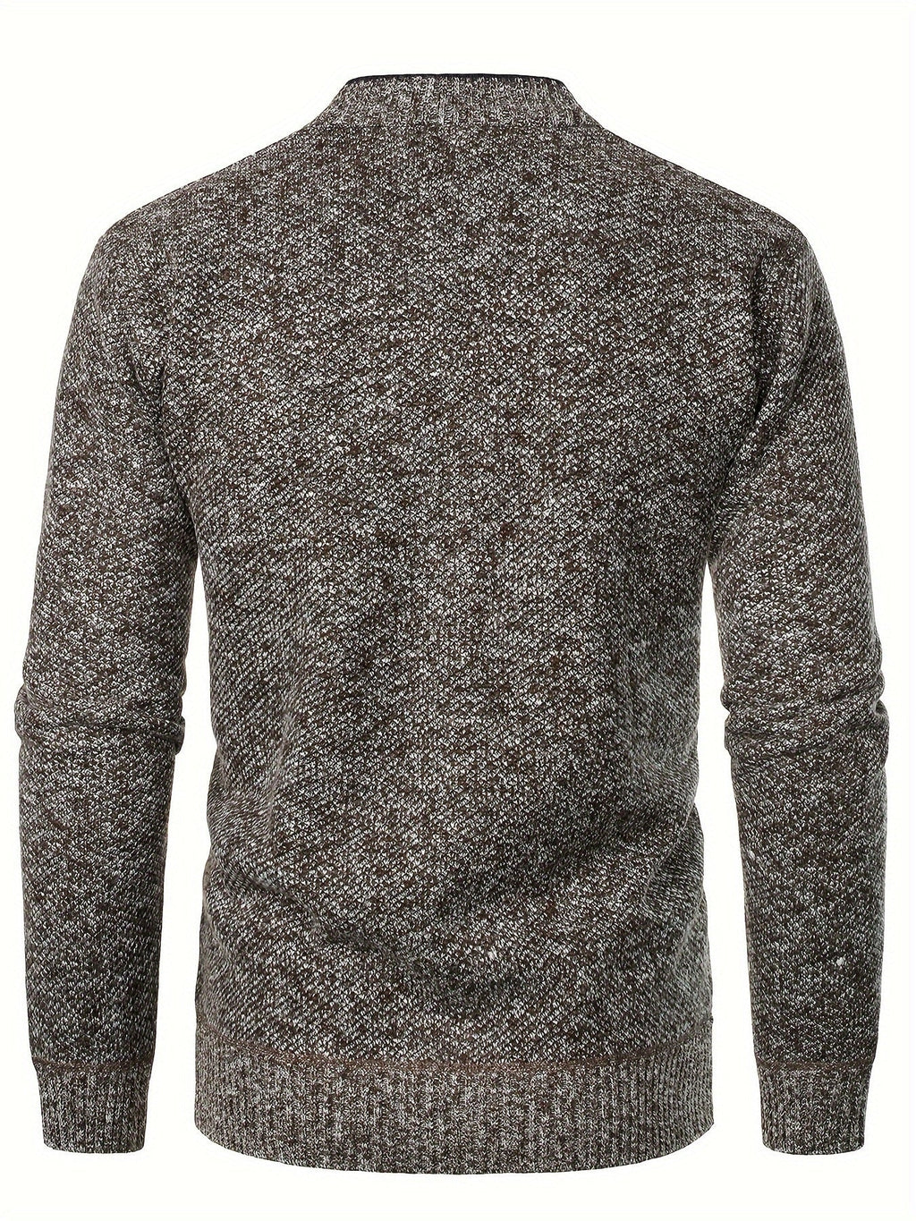 Men's Knit Button-Up Cardigan with V-Neck Collar and Plaid Fleece Lining