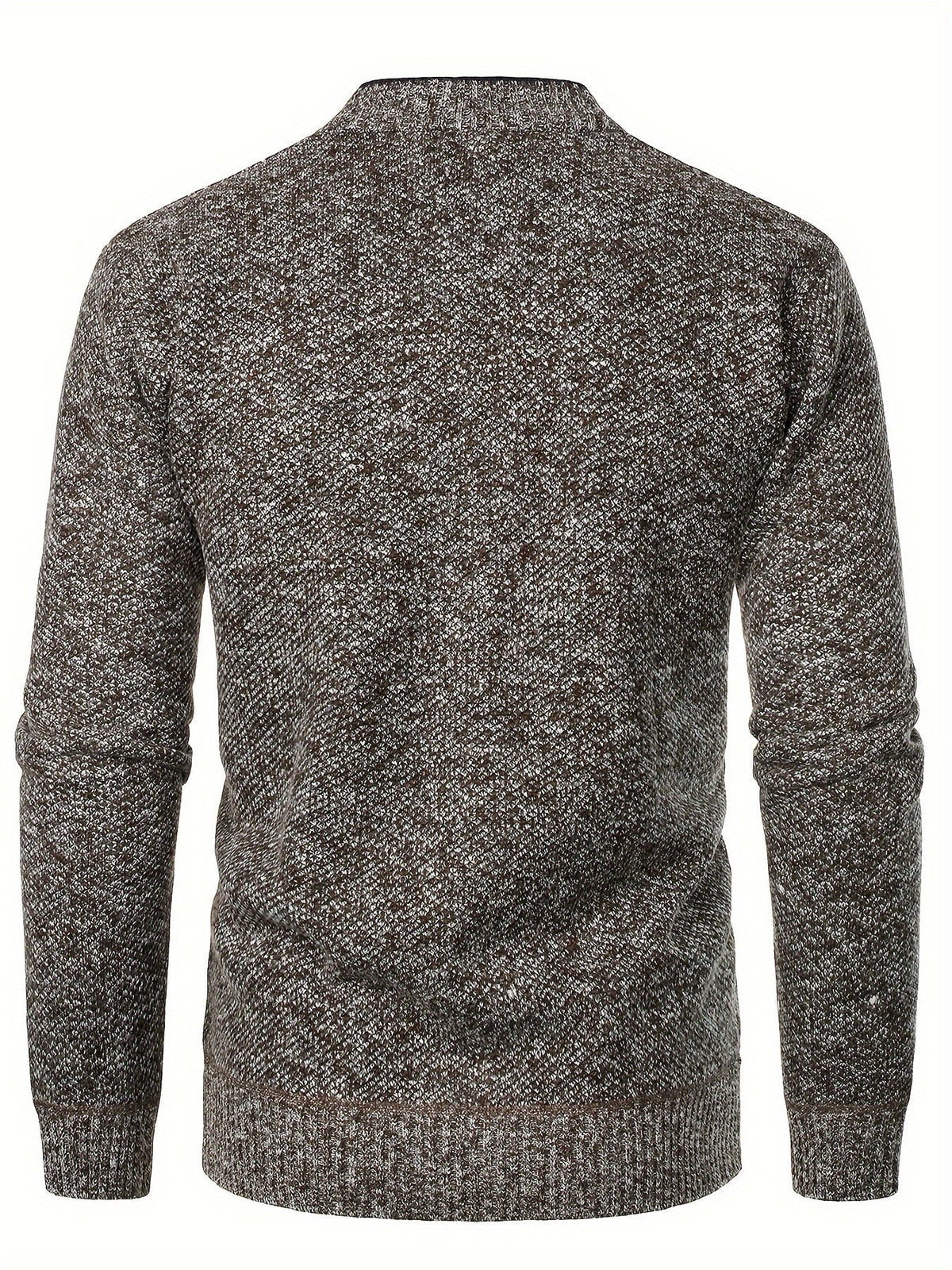 Men's Knit Button-Up Cardigan with V-Neck Collar and Plaid Fleece Lining