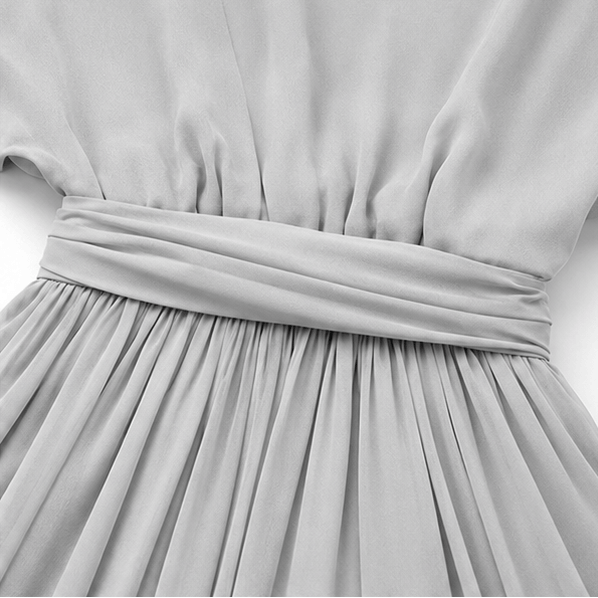 Solavia Cold-Shoulder Chiffon Women's Midi-to-Maxi Dress with Waist Drape