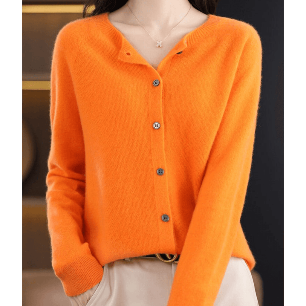 Niki Button-Front Women's Knitted Cardigan Sweater in Merino Cashmere Blend