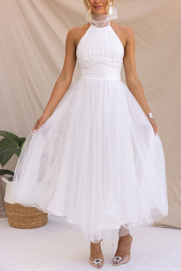 Aylin Tulle Halter-Neck Midi Homecoming Dresses for Prom Night