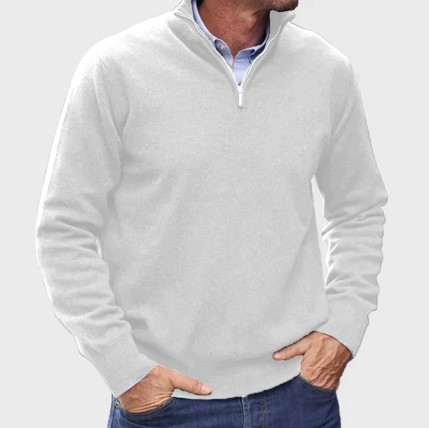 Men's Quarter-Zip Knit Sweater with Layer-Friendly Fit