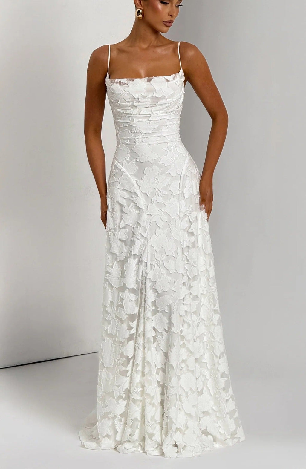 Floral Textured Maxi Dress for Fall Wedding Guest Occasions