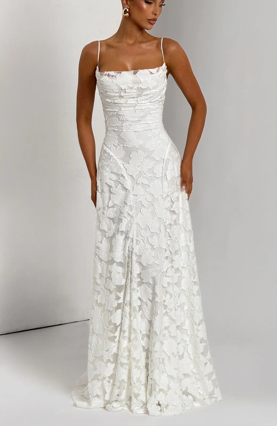 Floral Textured Maxi Dress for Fall Wedding Guest Occasions