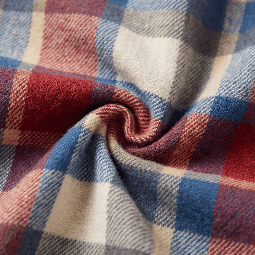 Weslyn Plaid Hooded Shacket with Denim Trim for Women