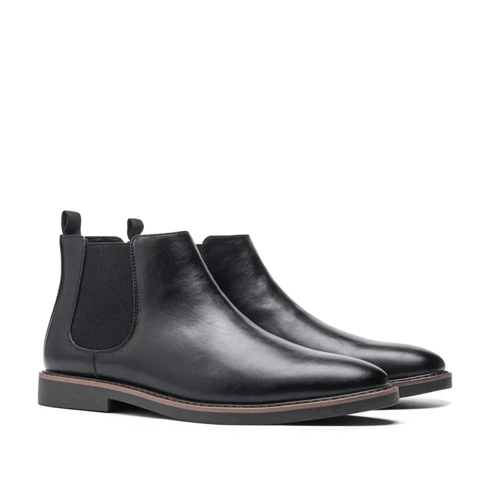 Men's Chelsea Slip-On Ankle Boots with Elastic Side Panels and Welt Stitching