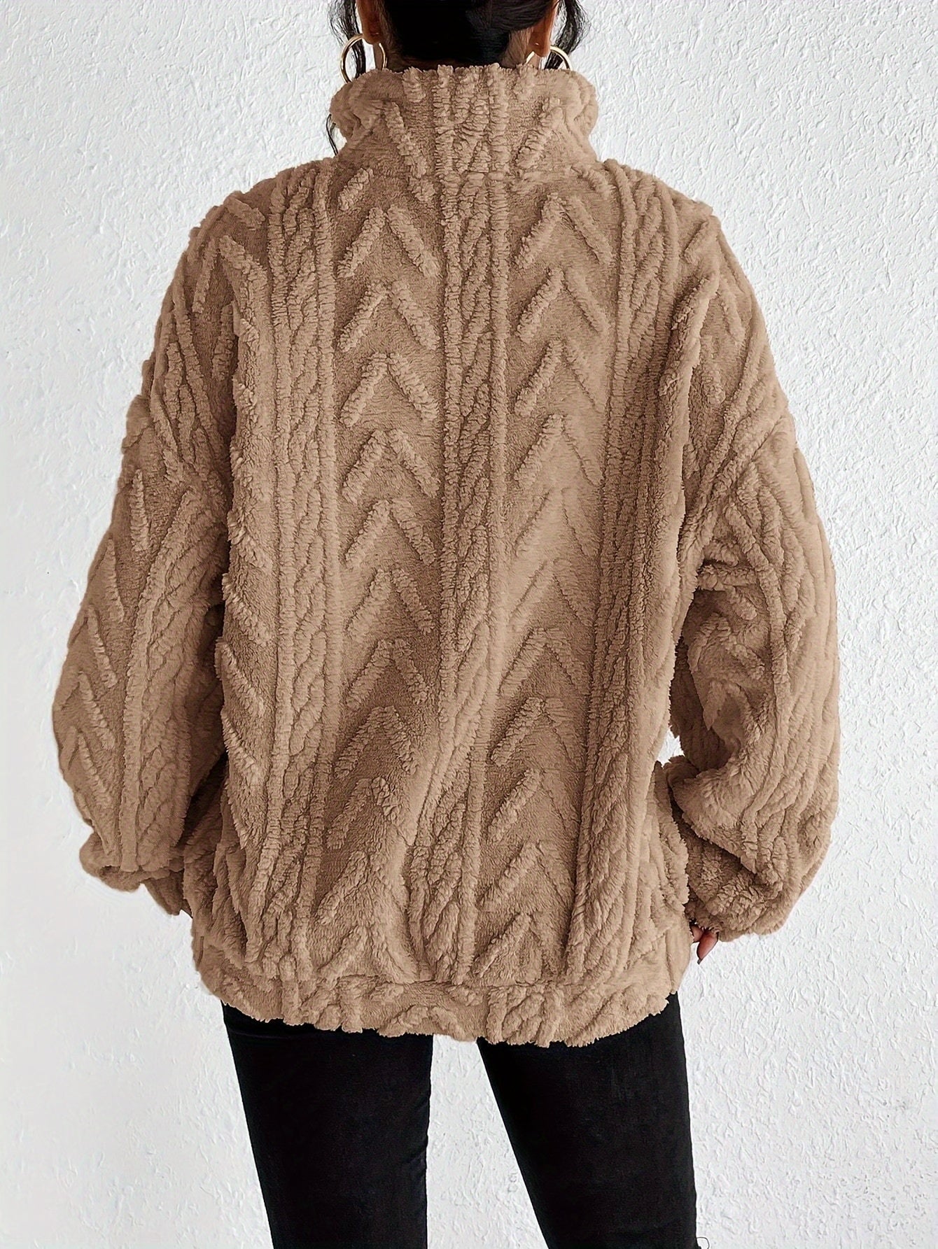 Aicha | Textured Half-Zip Oversized Sweater with Wrap Front