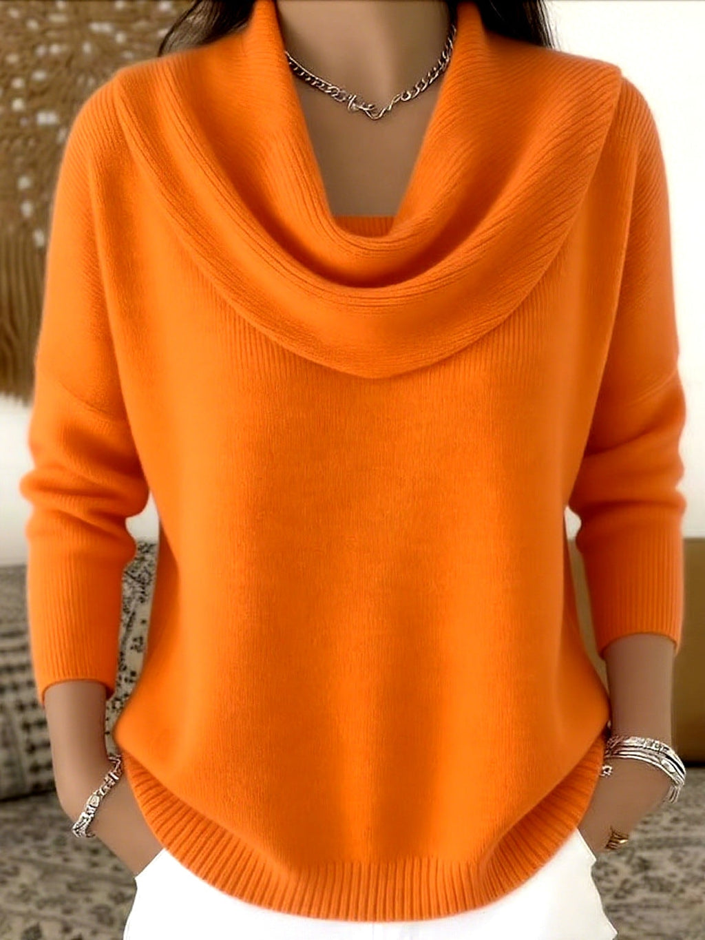 Vânia Cowl-Neck Ribbed Knit Sweater for Women