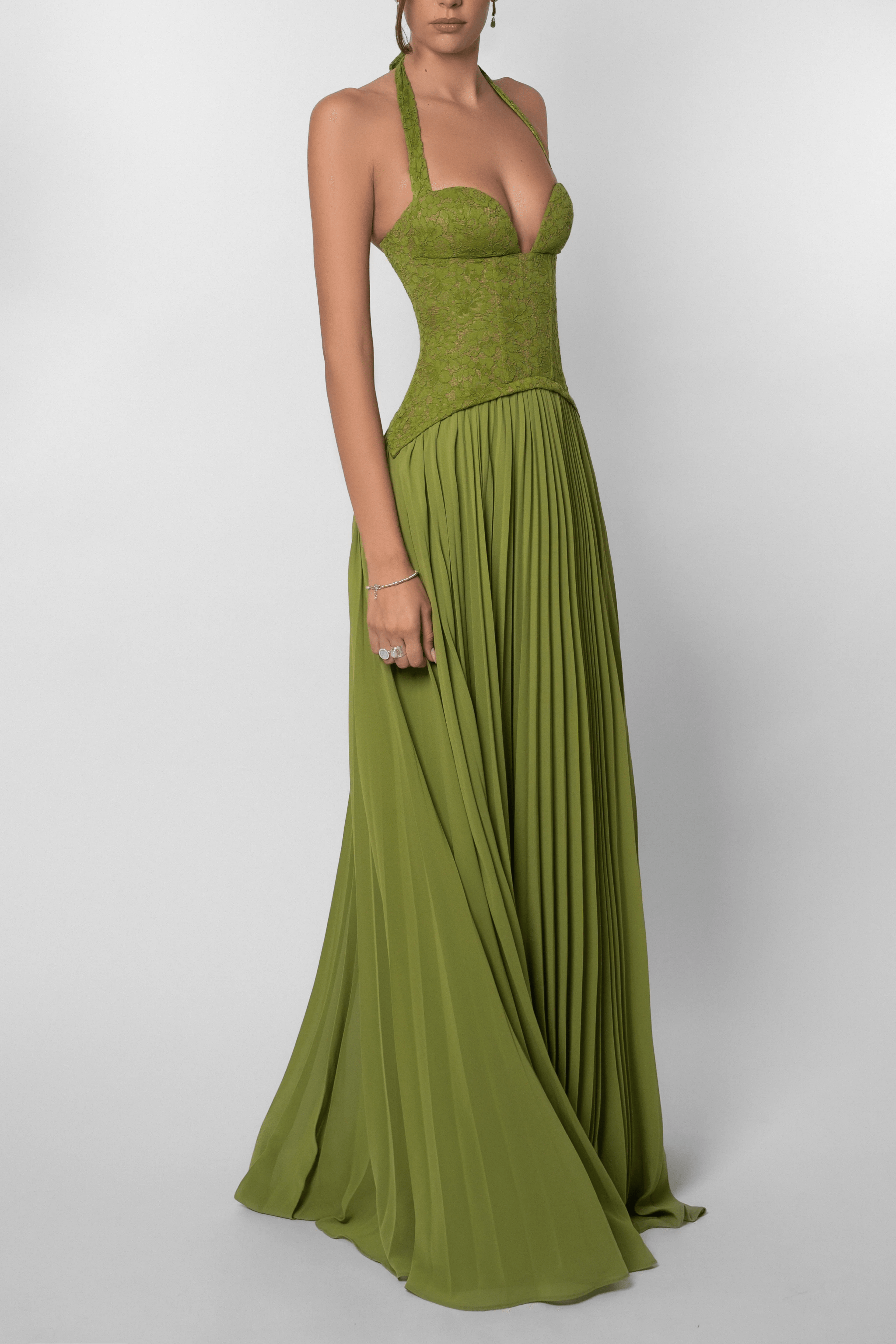 Kenley Pleated Corset Lace Maxi Dress for Homecoming Dresses Look