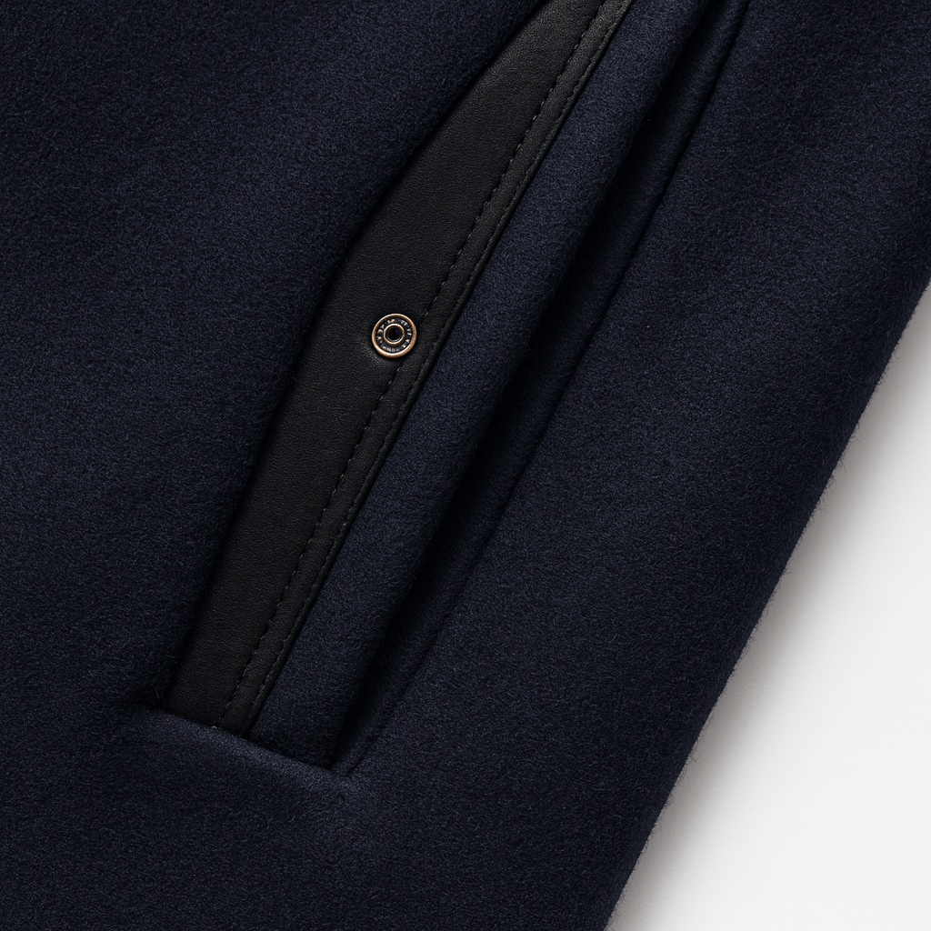 Men's Tailored Wool-Blend Winter Coat with Stand Collar