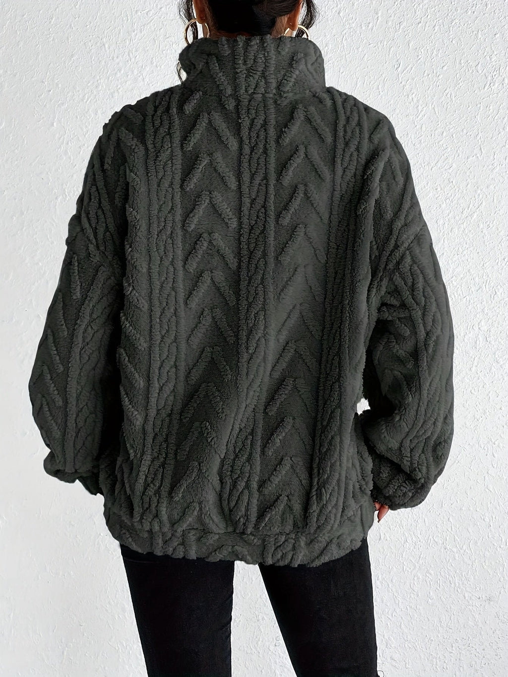 Aicha | Textured Half-Zip Oversized Sweater with Wrap Front