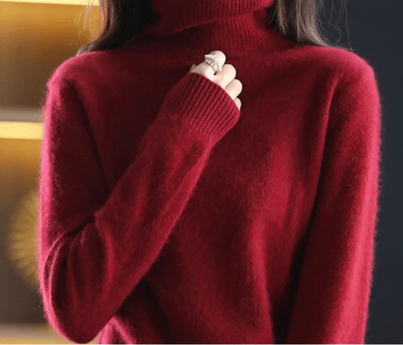 Emma Women's Pure Cashmere Turtleneck Knitted Sweater for Cold Weather