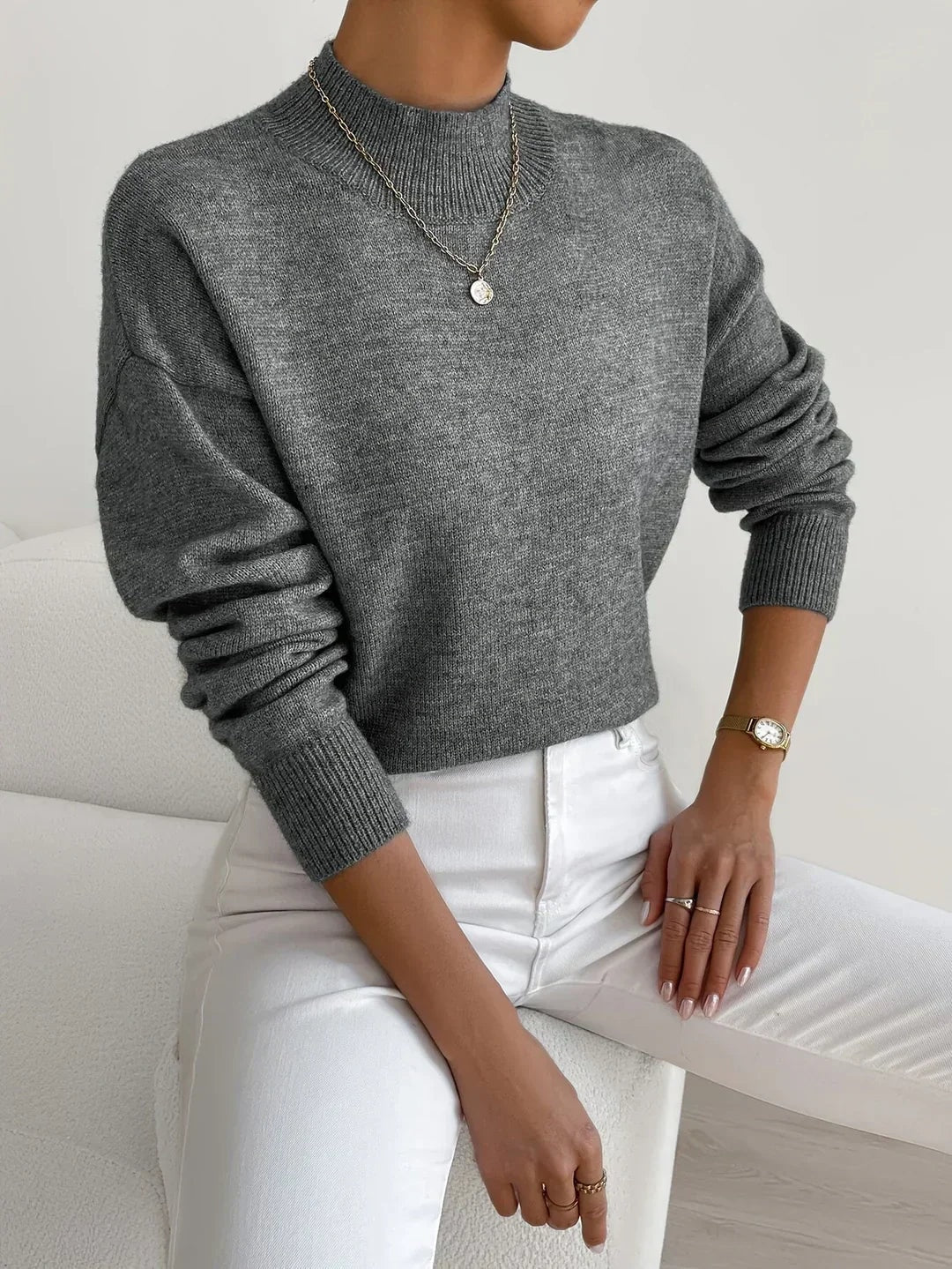Oversized Turtleneck Sweaters for Women with Ribbed Trim for Fall Layering