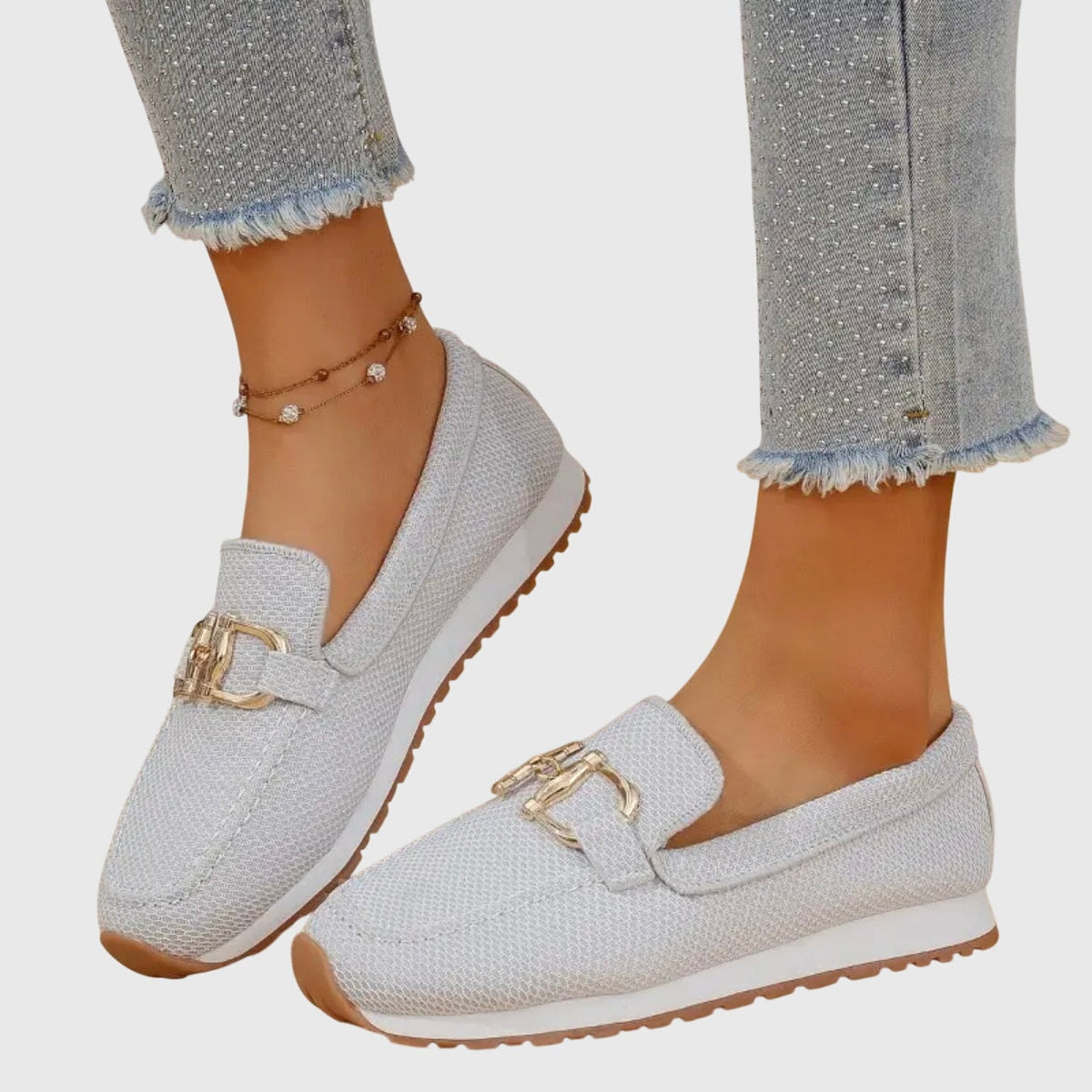 Lili Bit-Buckle Slip-On Sneakers with Cushioned Sole for Women
