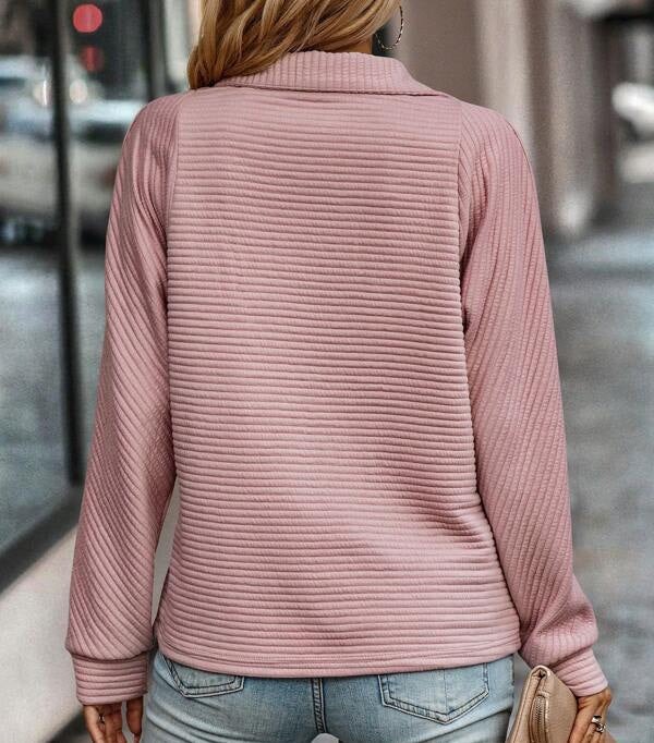 Yasmine Ribbed Zip-Neck Oversized Sweater with Longline Fit