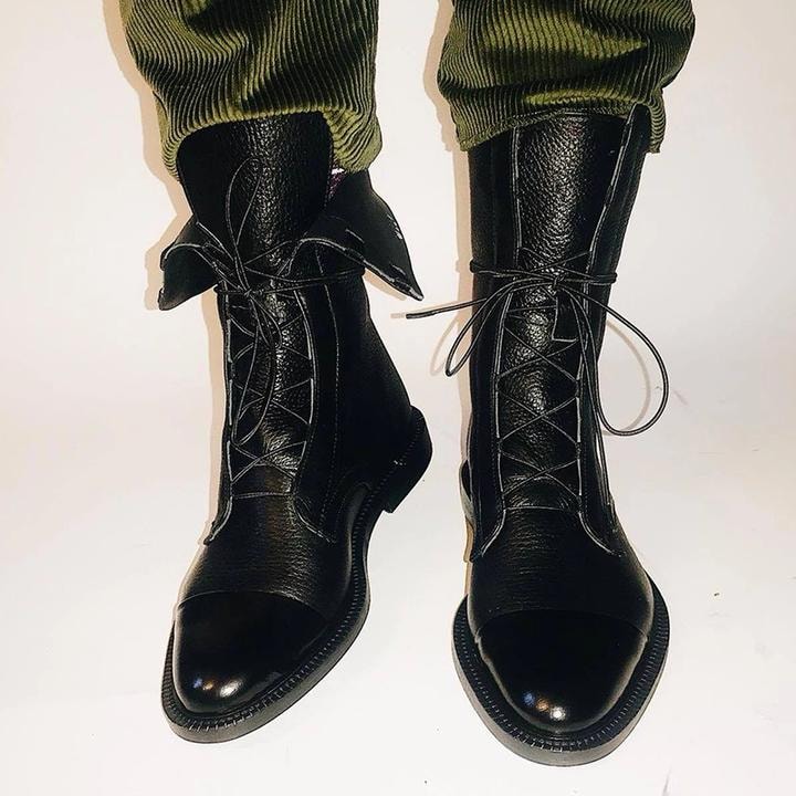 Lace-Up Cap Toe Fall Boots with Ankle-High Faux Leather Shaft