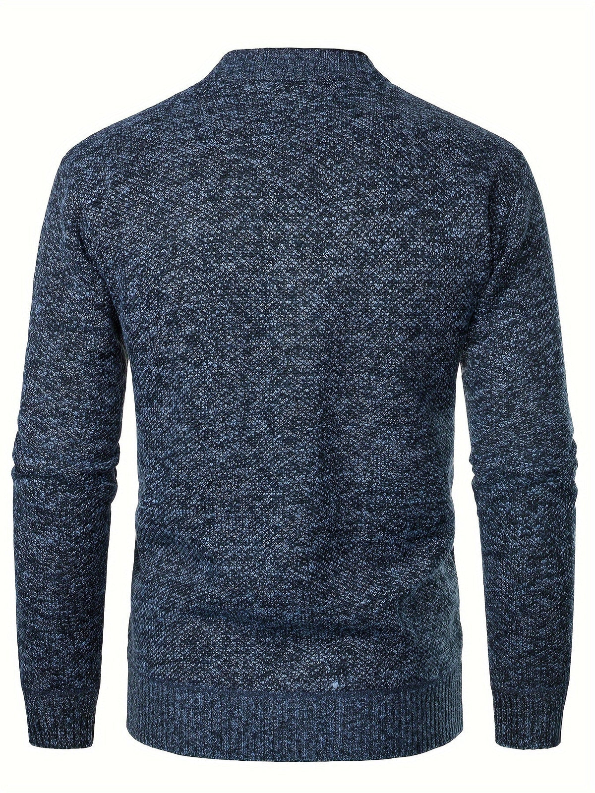 Men's Knit Button-Up Cardigan with V-Neck Collar and Plaid Fleece Lining