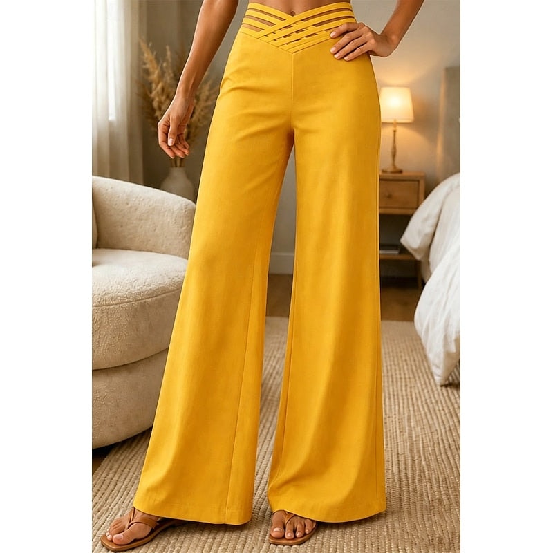 Sienna High-Waisted Wide-Leg Women's Tailored Pants in Woven Blend