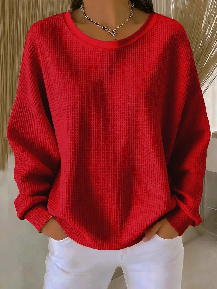 Lucille Waffle-Knit Oversized Pullover Sweater for Women