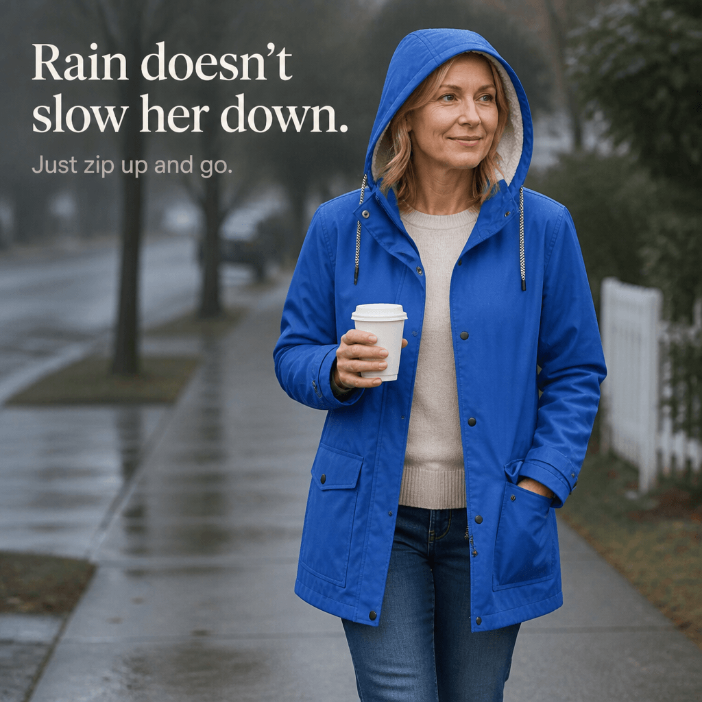 Plush-Lined Waterproof Hooded Jacket for Women
