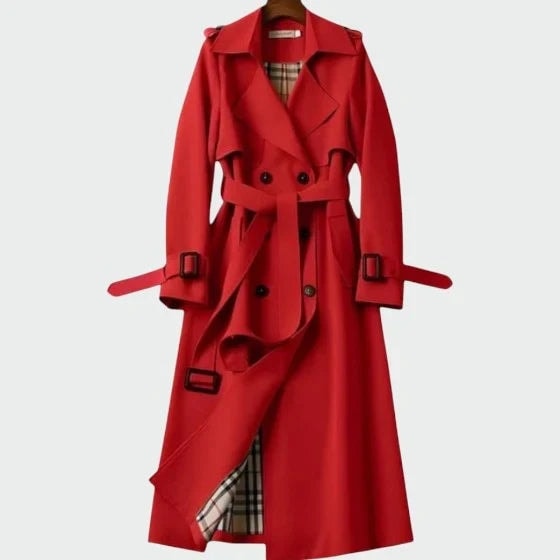 Orlaith Belted Double-Breasted Women's Trench Coat with Notched Lapel