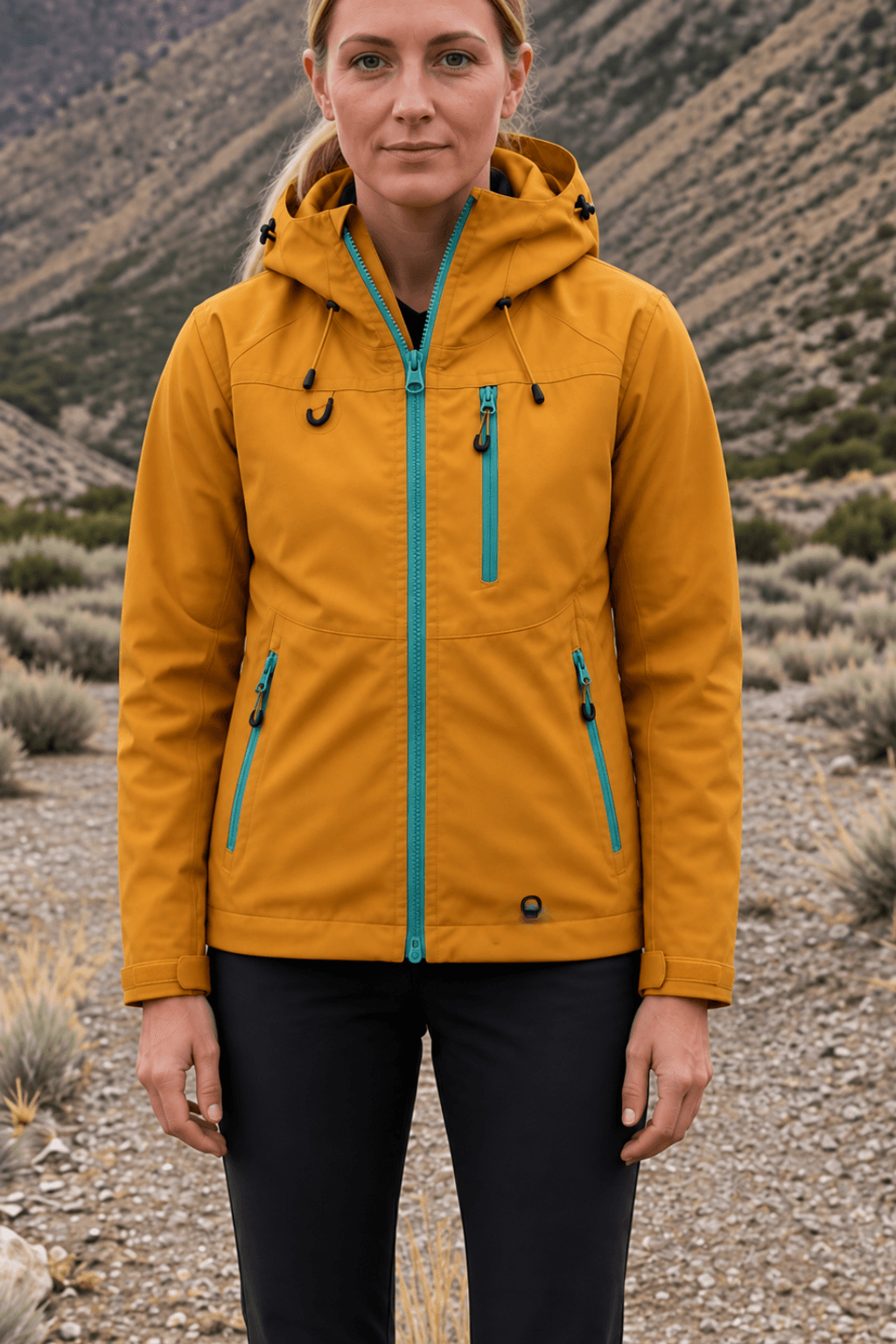 Hooded Waterproof Windproof Polyester Rain Jacket for Women