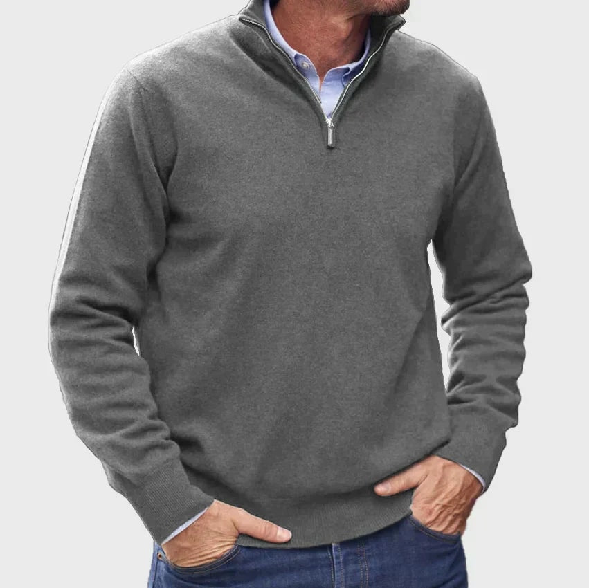 Men's Quarter-Zip Knit Sweater with Layer-Friendly Fit