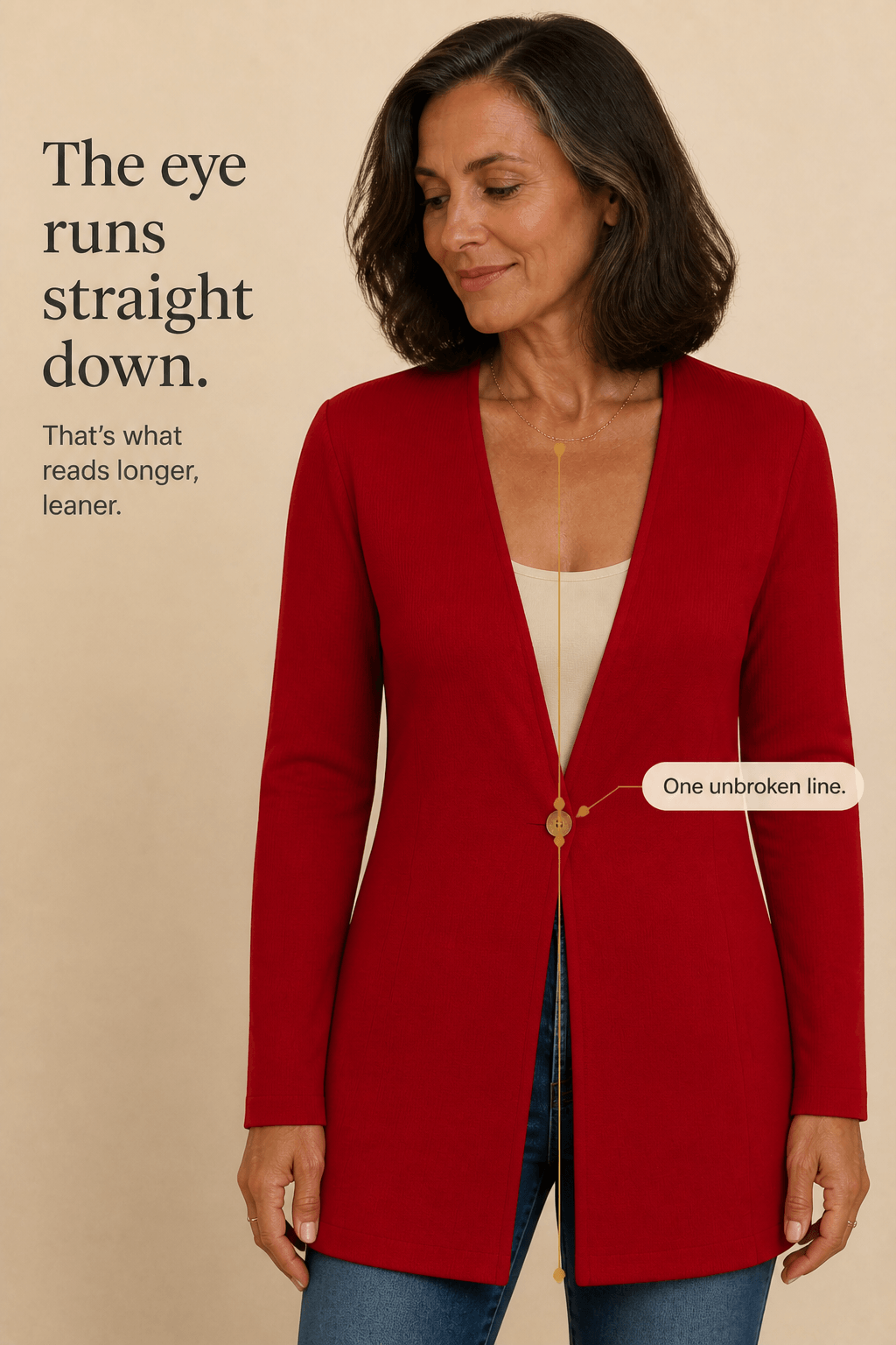 Linevalle Women's V-Neck Single-Button Longline Polyester Tailored Blazer