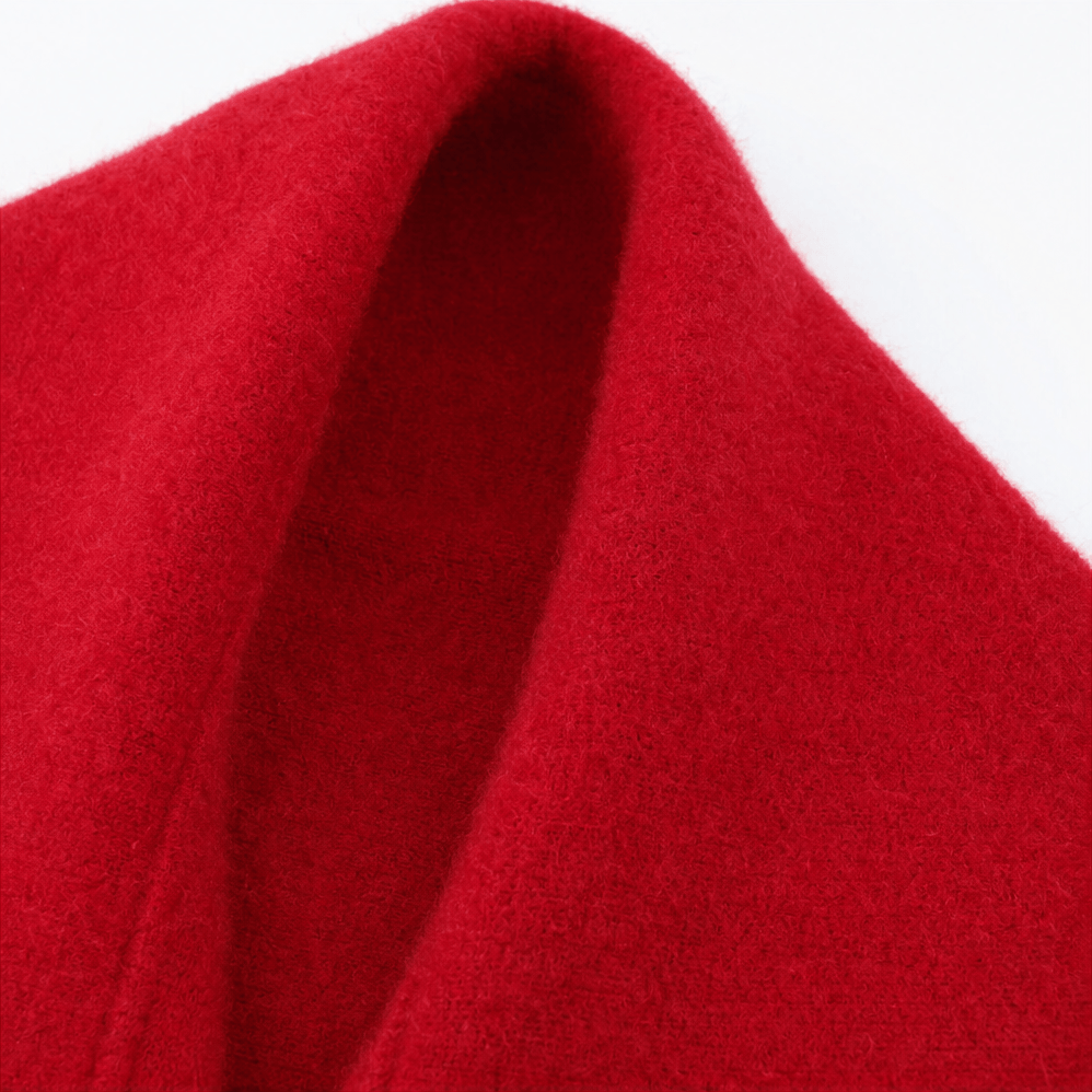 Women's Draped Shawl Collar Open-Front Wool Winter Coat with Fringe Detail