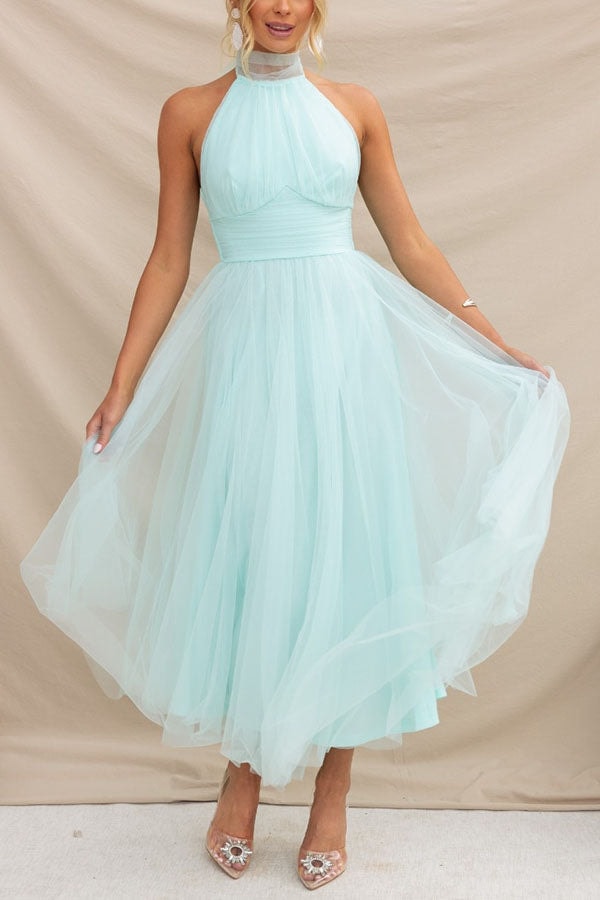 Aylin Tulle Halter-Neck Midi Homecoming Dresses for Prom Night