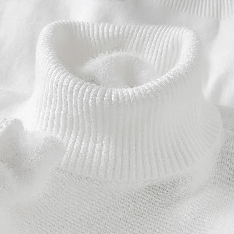Ribbed Turtleneck Pullover Mens Sweaters with Long Sleeves for Fall Layering
